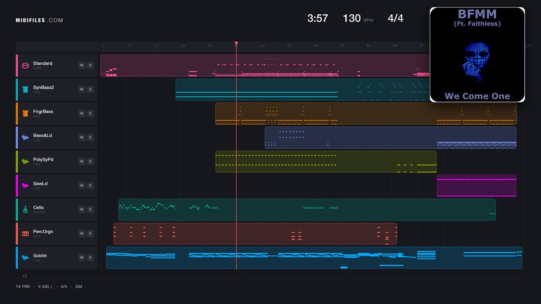 We Come One — Faithless : piano roll MIDI multipiste