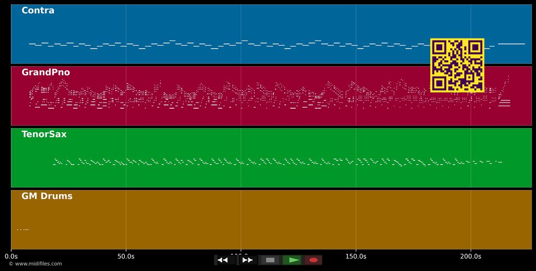 The Piano Has Been Drinking — Tom Waits: mehrspurige MIDI-Pianorolle