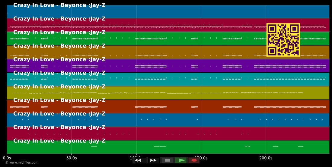 Crazy In Love — Beyoncé & Jay-Z : piano roll MIDI multipiste