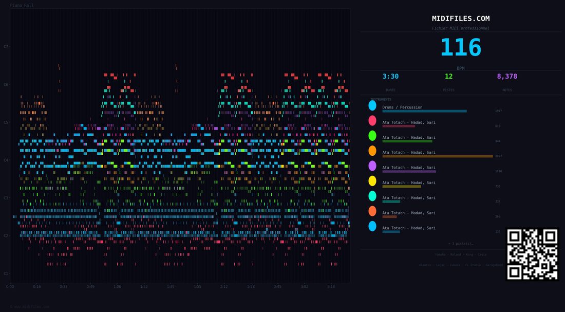 Ata Totach — Sarit Hadad : piano roll MIDI multipiste