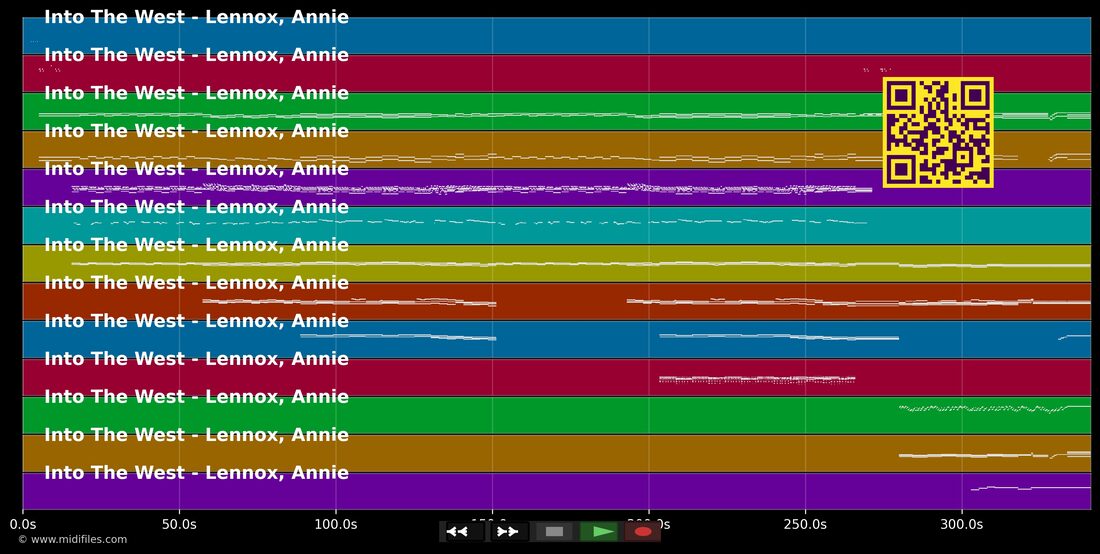 Into The West — Annie Lennox: piano roll MIDI multitraccia