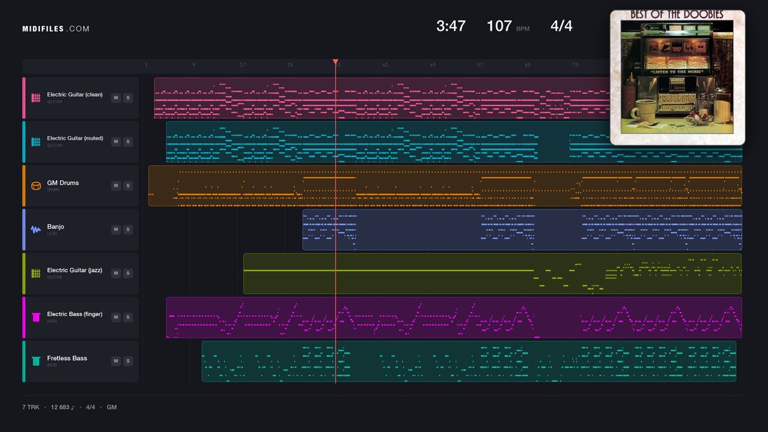 Listen To The Music — The Doobie Brothers : piano roll MIDI multipiste
