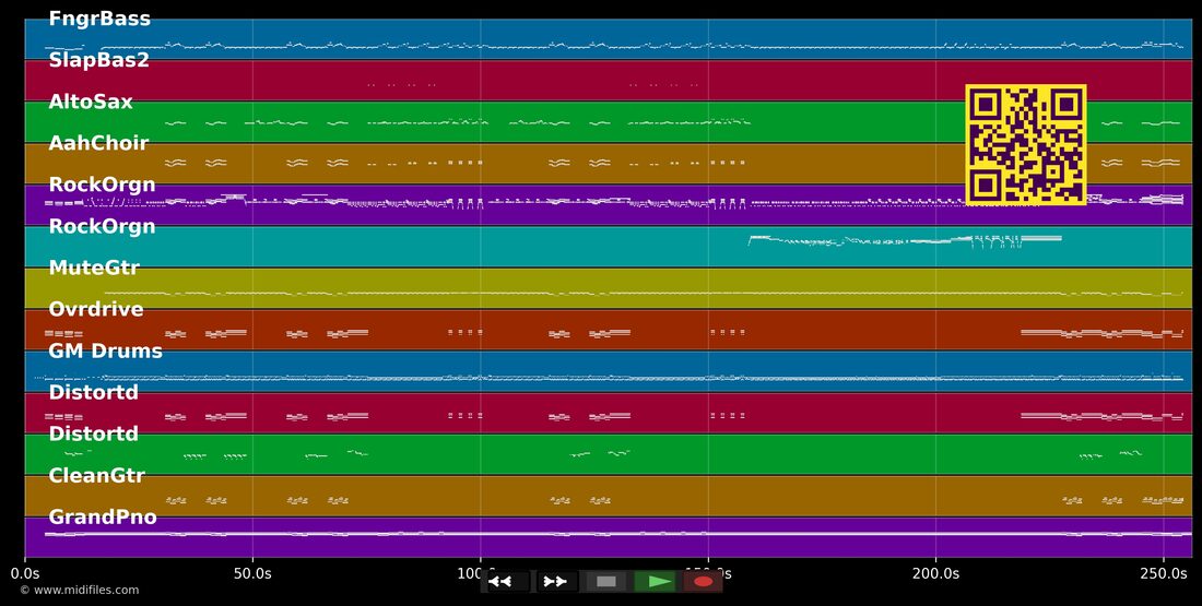Hush — Deep Purple : piano roll MIDI multipiste