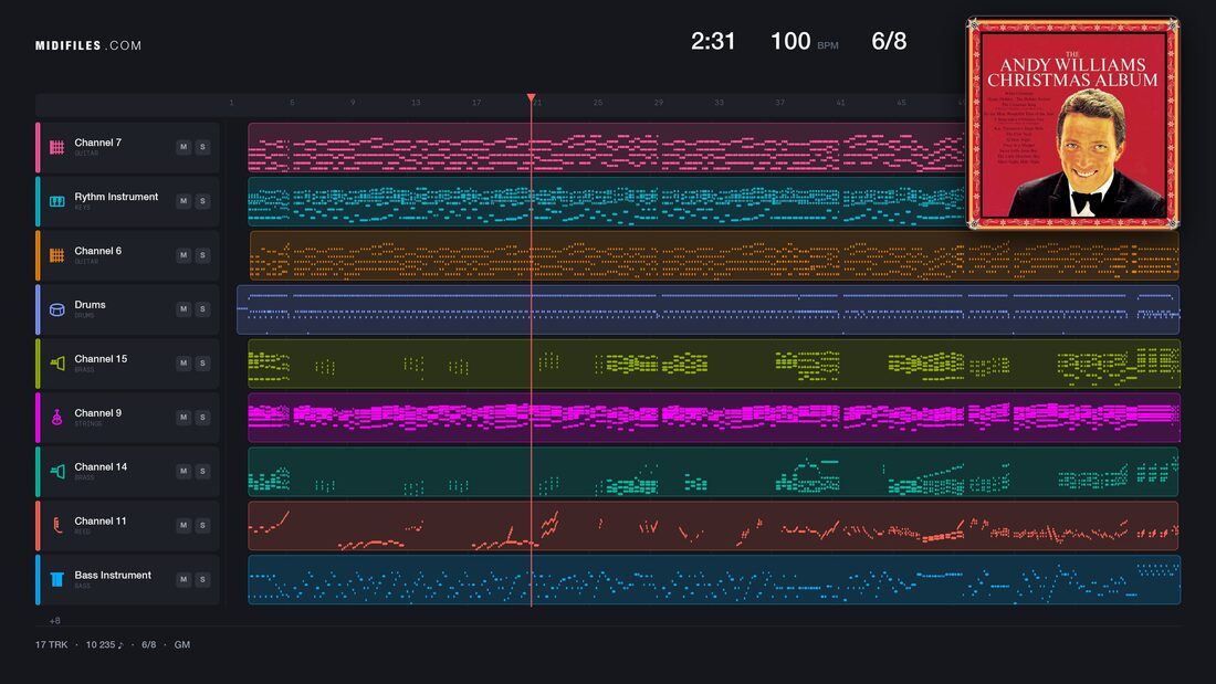 It's The Most Wonderful Time Of The Year — Andy Williams : piano roll MIDI multipiste