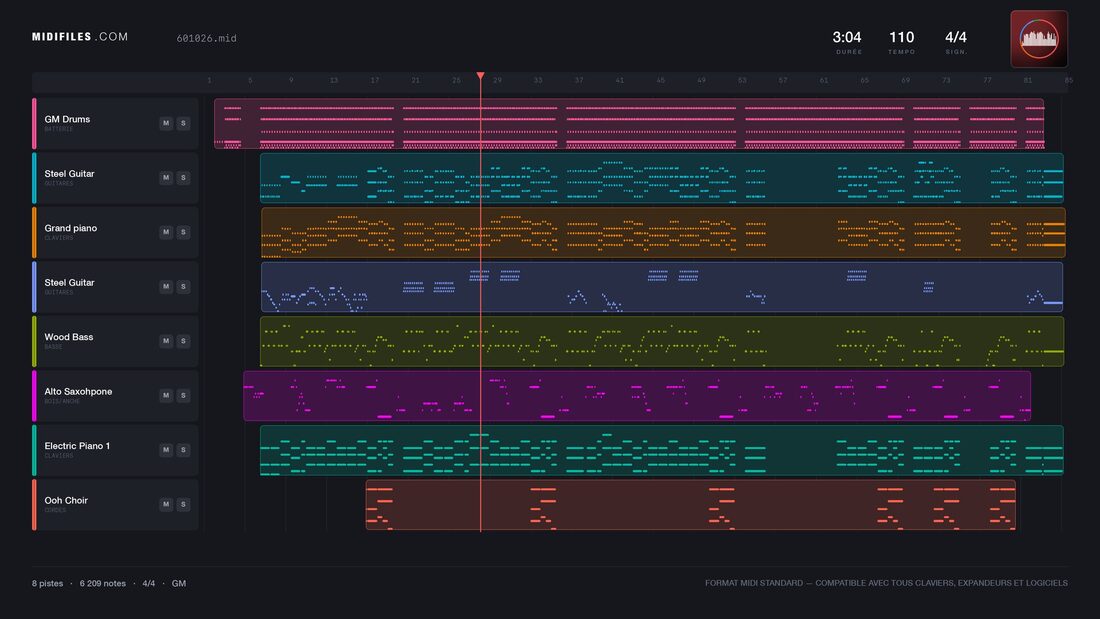 Ruby (Don't Take Your Love To Town) — Kenny Rogers : piano roll MIDI multipiste