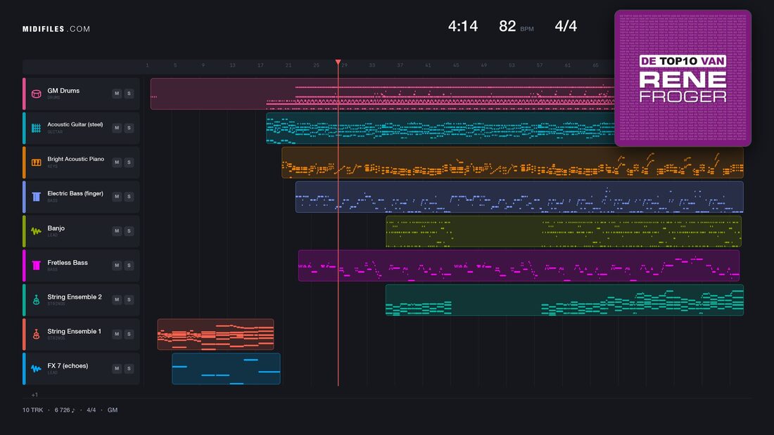 Winter In America — René Froger : piano roll MIDI multipiste