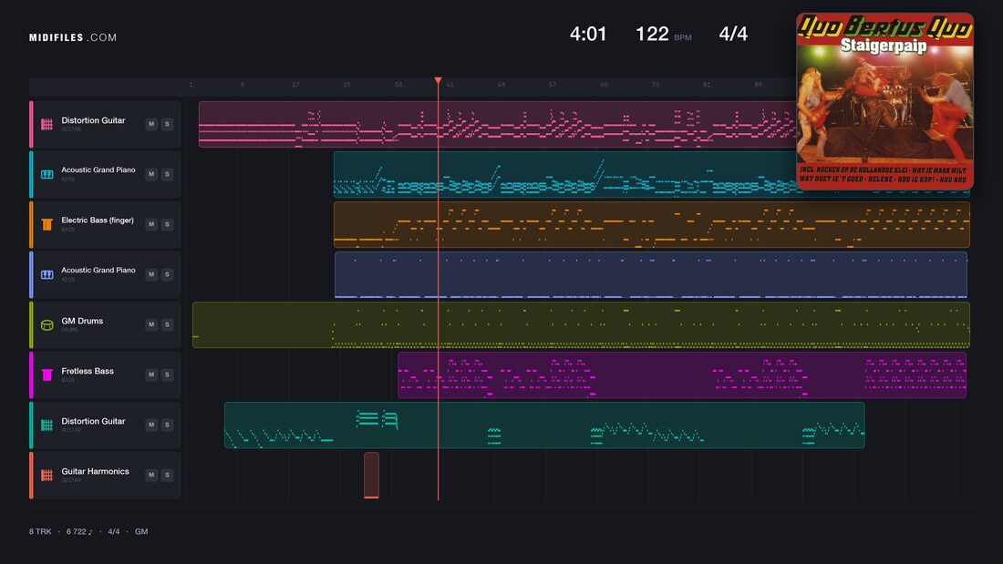 Hou Je Kop — Bertus Staigerpaip : piano roll MIDI multipiste