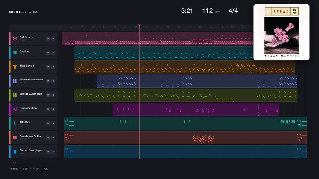 Hot Water — Level 42 : piano roll MIDI multipiste