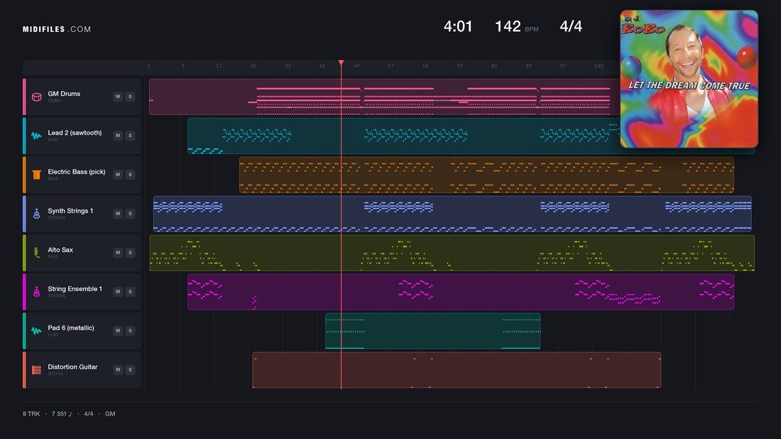 Let The Dream Come True — DJ Bobo : piano roll MIDI multipiste