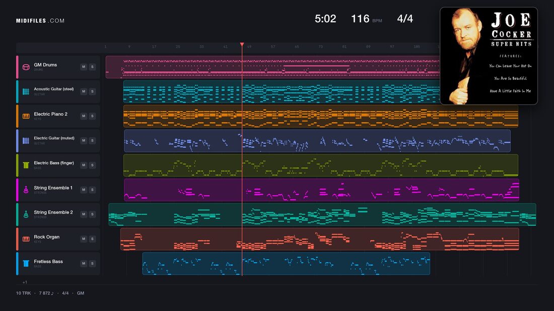 Let The Healing Begin — Joe Cocker : piano roll MIDI multipiste