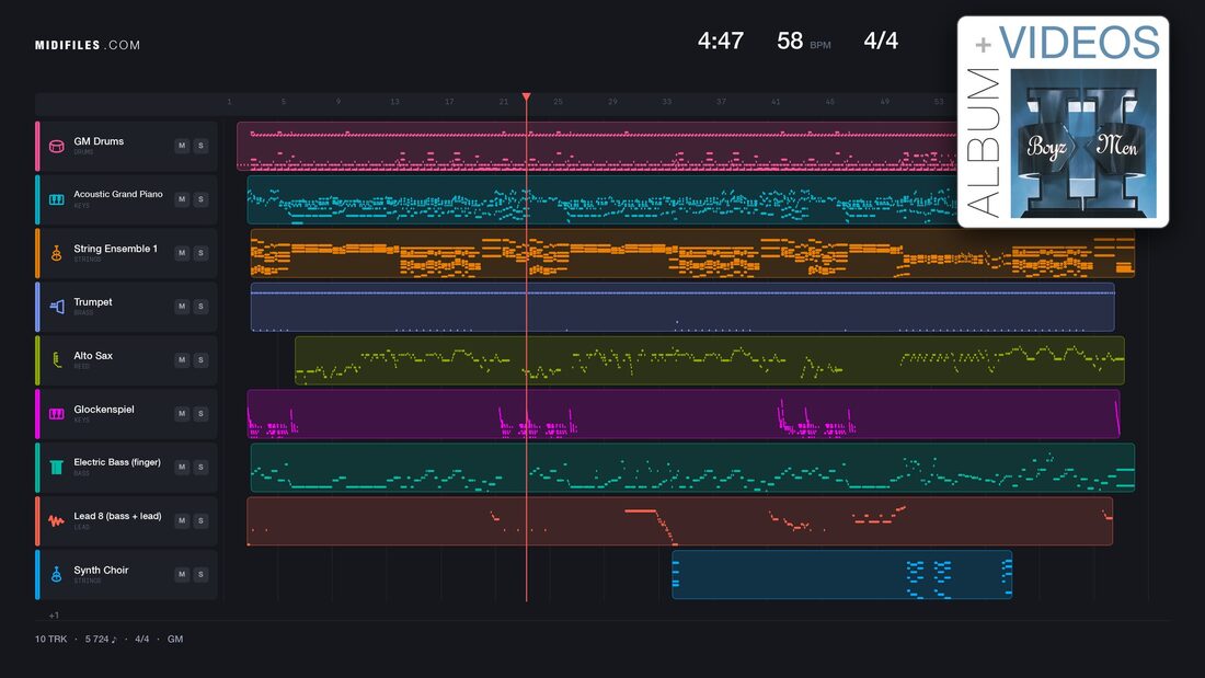 On Bended Knee — Boyz II Men: piano roll MIDI multipista