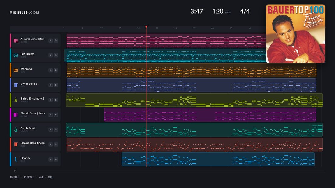 Het Leven Is Te Mooi — Frans Bauer : piano roll MIDI multipiste