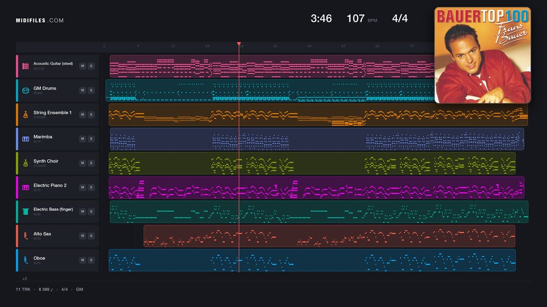 'n Dag Uit Duizend Dromen — Frans Bauer : piano roll MIDI multipiste