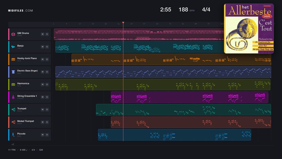 Tandenborstel Jive — C'est Tout : piano roll MIDI multipiste