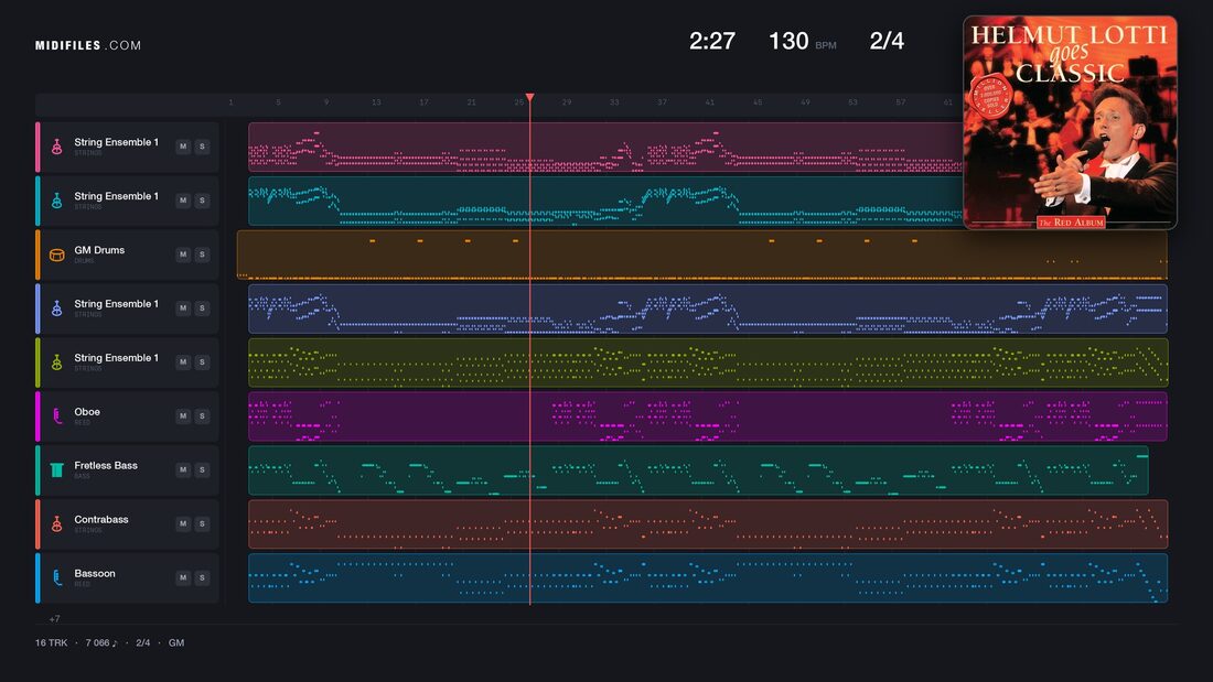 Funiculi Funicula — Helmut Lotti : piano roll MIDI multipiste