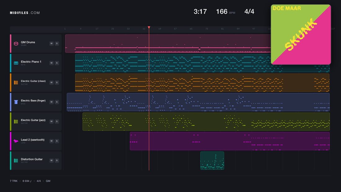 Smoorverliefd — Doe Maar : piano roll MIDI multipiste