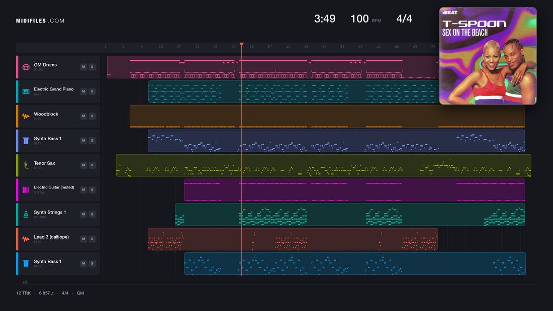 Sex On The Beach — T-Spoon: piano roll MIDI multitraccia