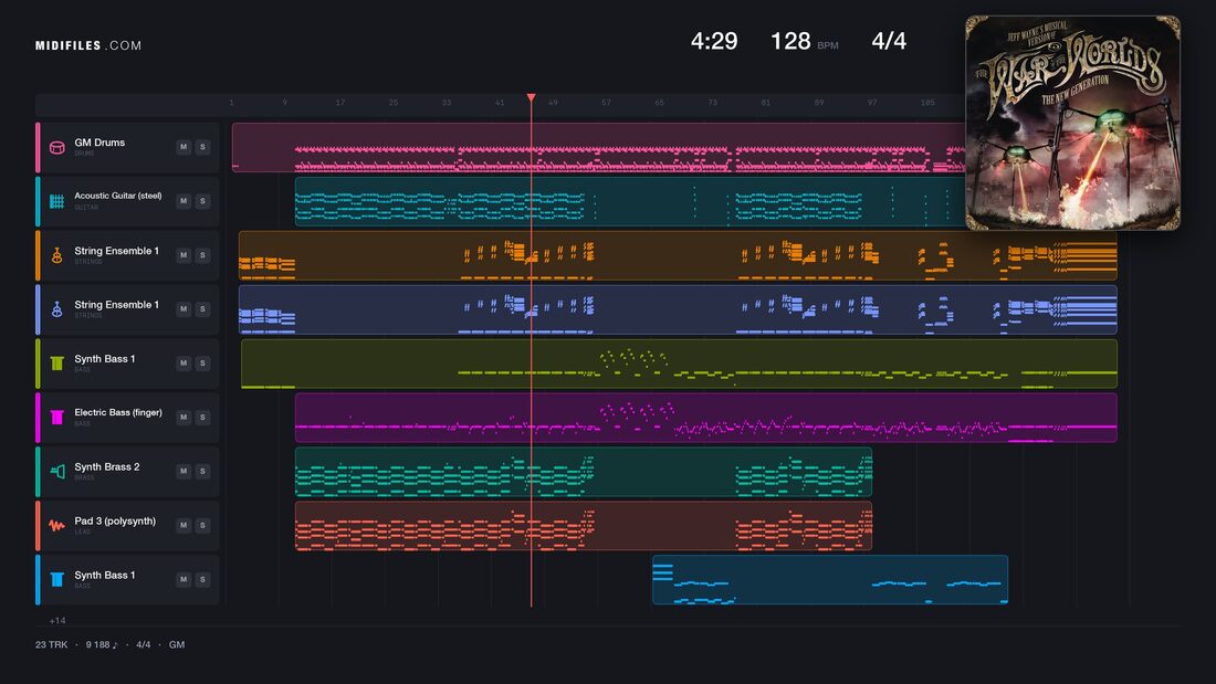 Eve Of The War — Jeff Wayne : piano roll MIDI multipiste